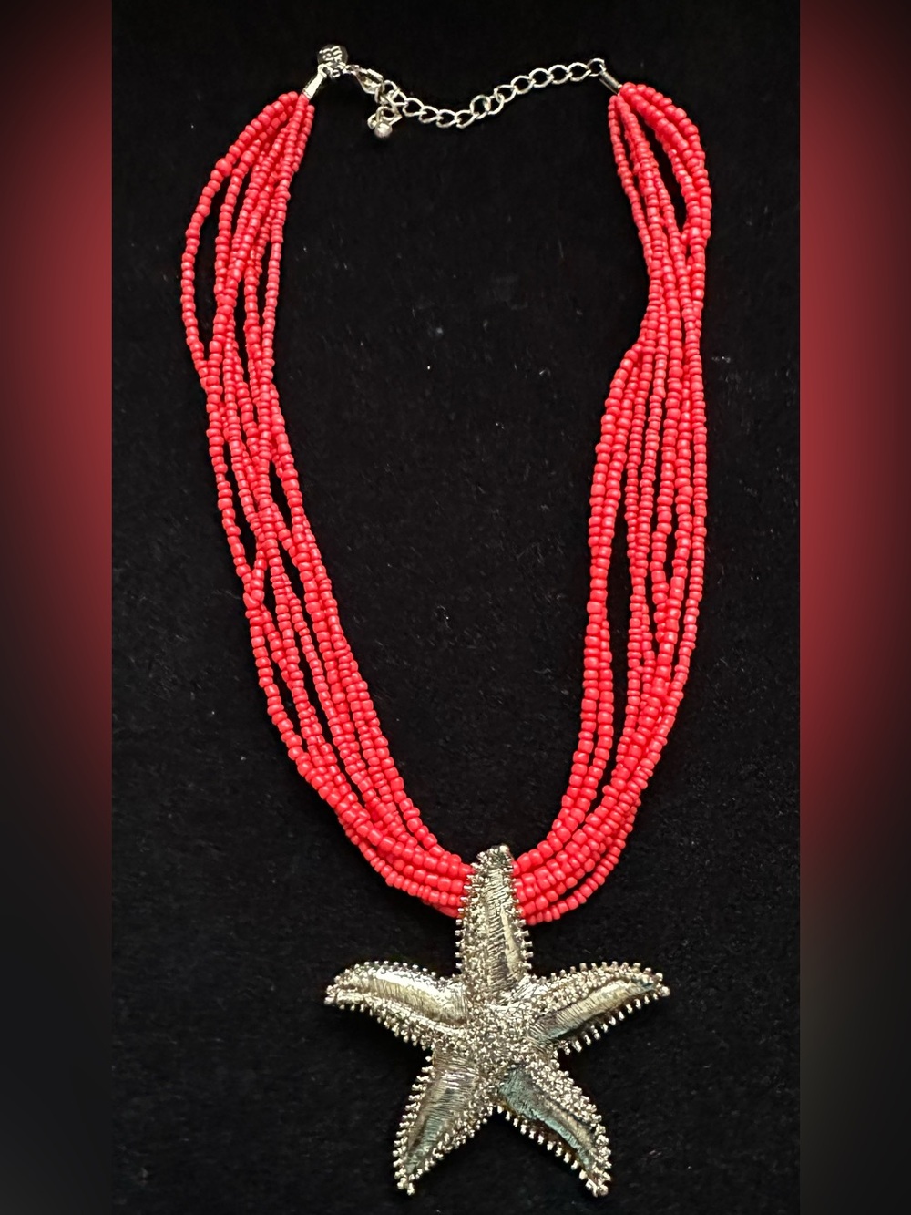 Tommy Bahama Orange Multi-Strand Beaded Necklace with Silver Starfish